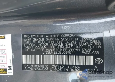 2011 Toyota Corolla Le z USA, uszkodzony, nr VIN JTDBU4EE2BJ089544